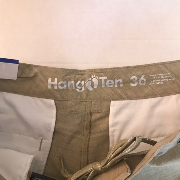 Hang Ten Khaki Hybrid Board Swim Shorts Men 36 NEW - Picture 3 of 3